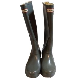 HUNTER‎ ORIGINAL TALL RAIN BOOTS IN GLOSS GRAY -W23616  SIZE 6M NWOT